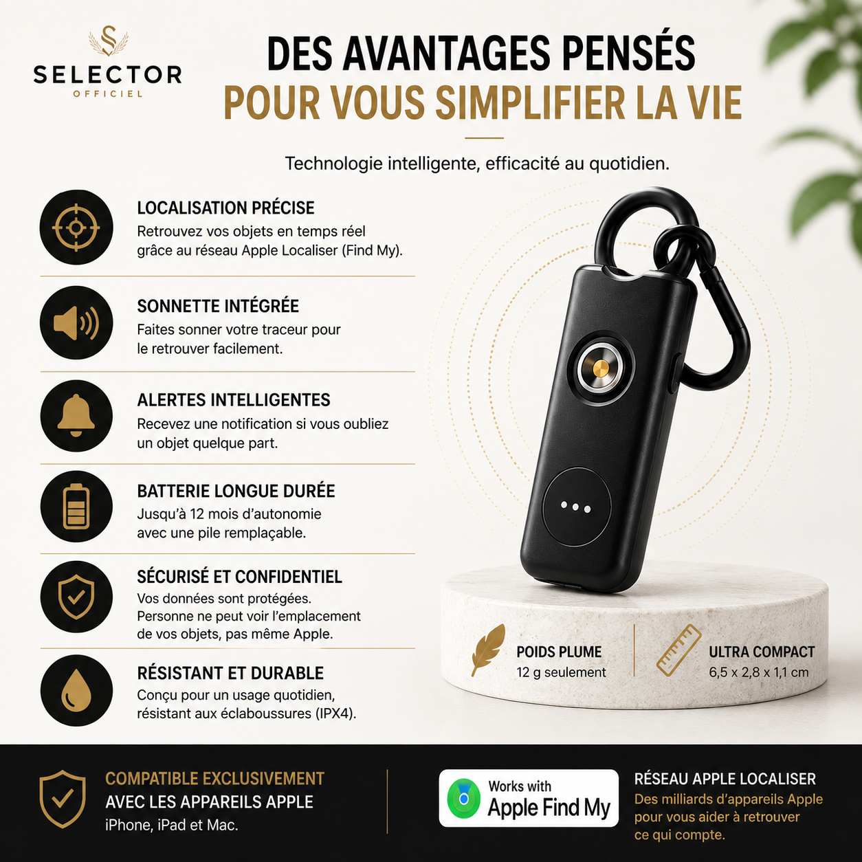 Traceur Intelligent Find My- Gardez toujours vos objets à portée de main