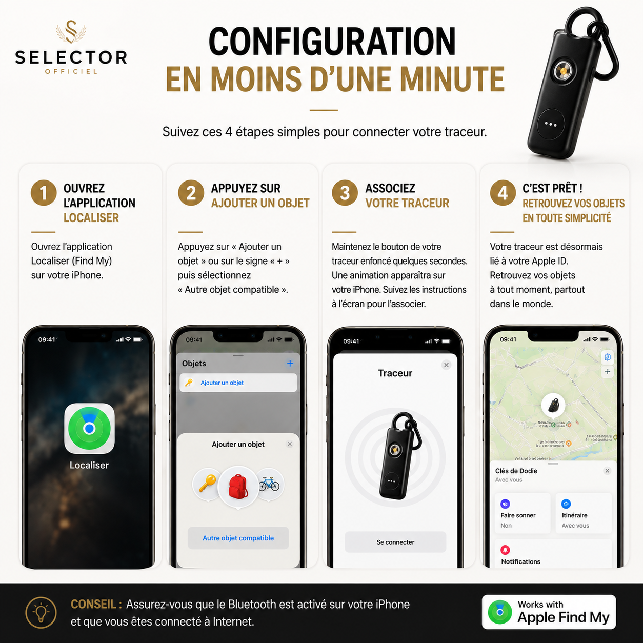 Traceur Intelligent Find My- Gardez toujours vos objets à portée de main